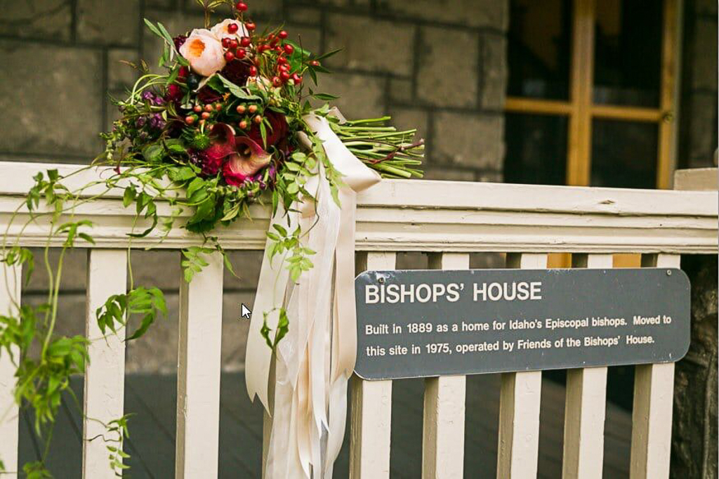 Bouquet on the veranda rail