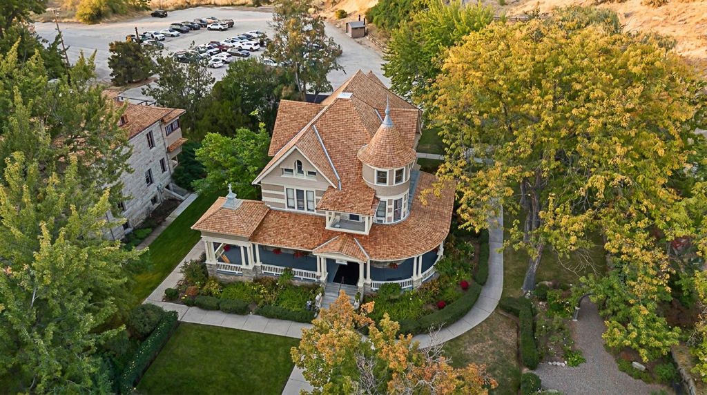 Aerial drone view of the house